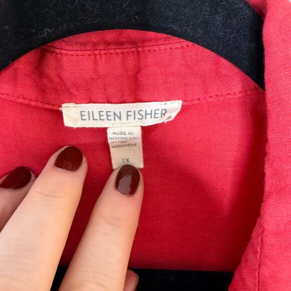 Eileen Fisher Women's Linen Button Down Tank Red Shirt Blouse Plus Size 1X - Picture 5 of 5
